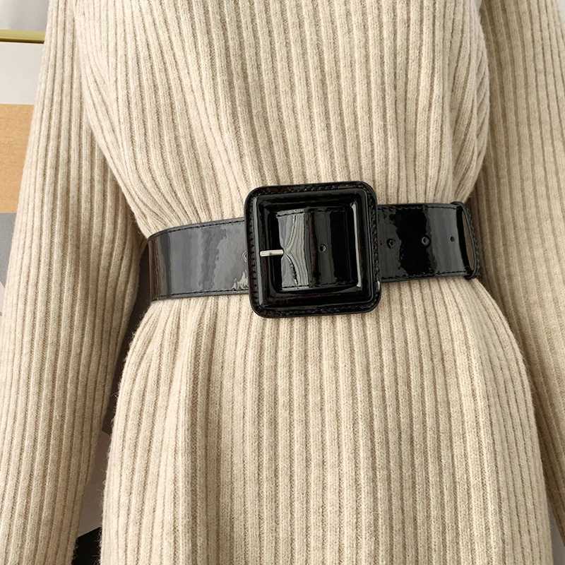 Belts Wide Woman Waist Belt Solid Patent Leather Big Corset Belts For Women High Quality Dress Waistband Big Sweater Jeans Strap Red 240423