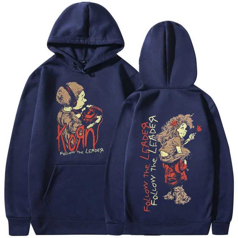 Sweats à capuche masculine Korn Suivez le leader Walkman Sweat à capuche Gothic Rock Band Sweatshirts Men Vintage Vintage surdimension