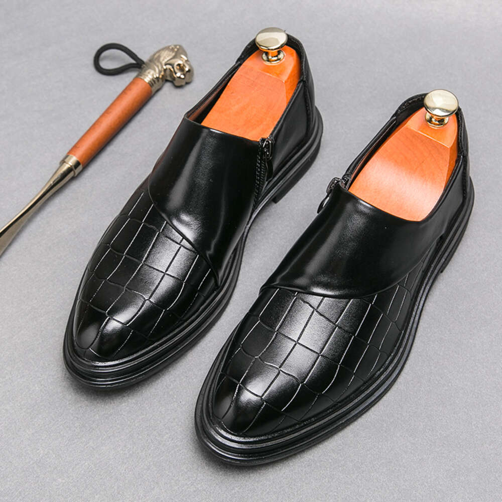 Mens Business Black Dress Patchwork Leather Shoes