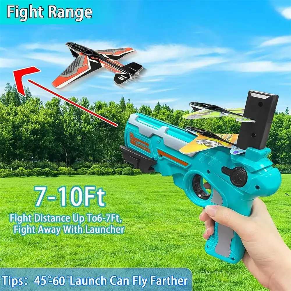 Toys Gunplane Lancener Bubble Catapult avec 3 Airplane Toy for Kids Plane Catapult Gire Shooting Game Outdoor Sport Toysl2404