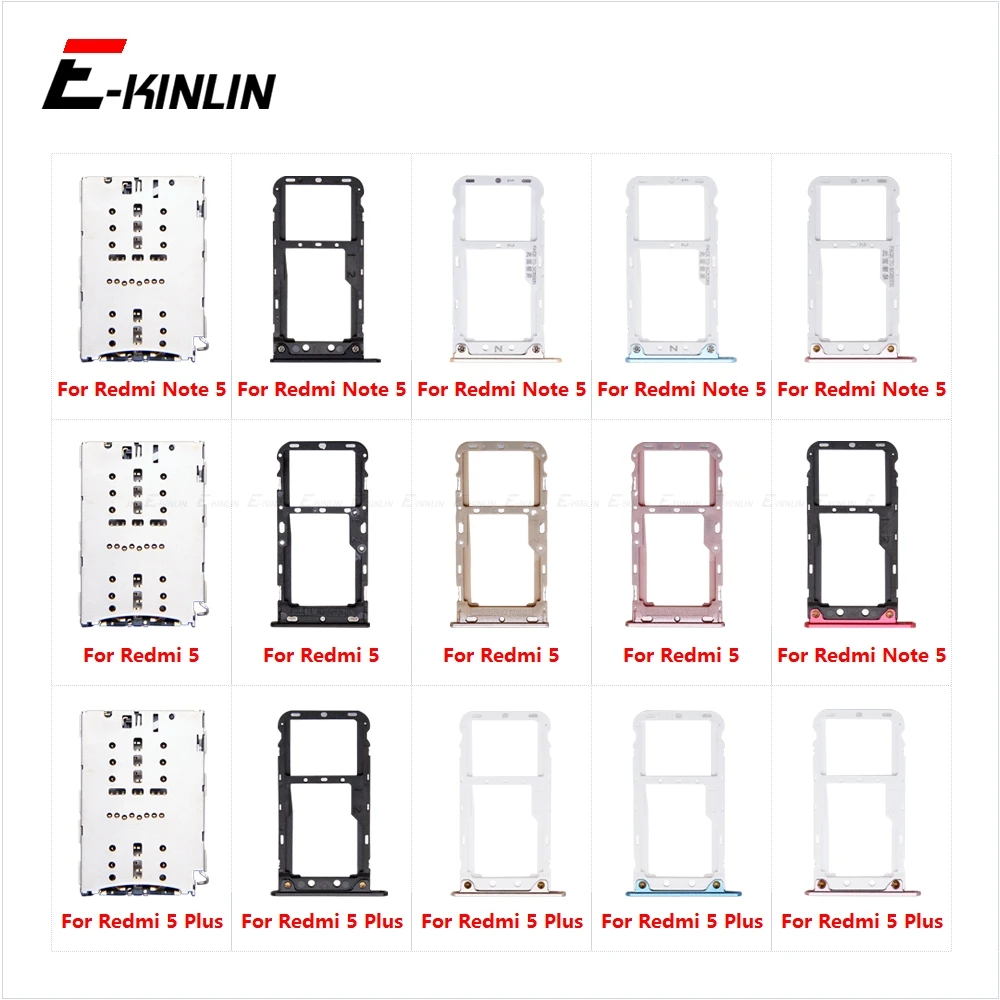 CABLES SIM CARD SOCKET SLOT TRAY LÄSARE HOLDER CONNECTOR MICRO SD Adapter Container för Xiaomi Redmi 5 Plus Note 5 Pro -delar