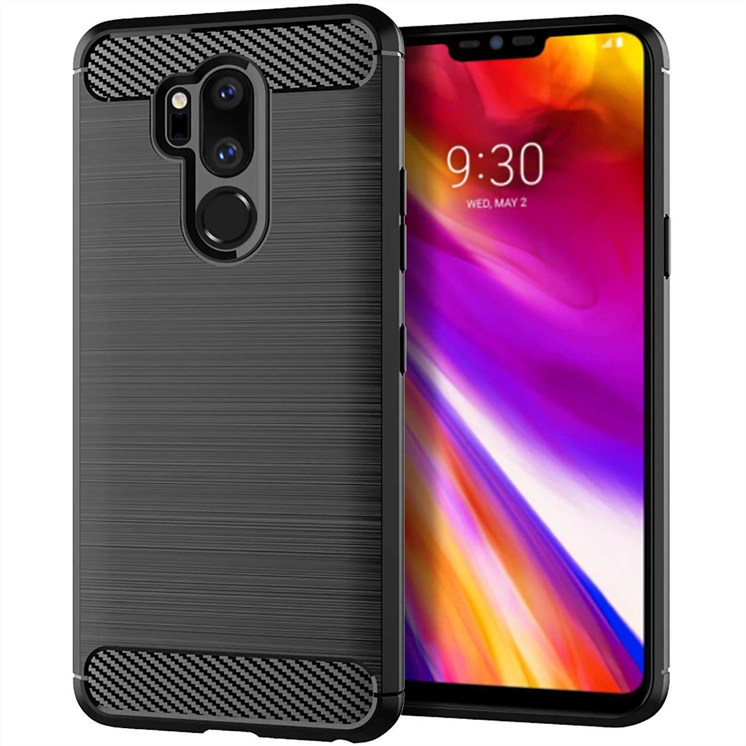 LG G7 THINQ G7の携帯電話ケース1 G7+ Q7プラスケースANTIショック電話カバーLG G7とThinq Q7+ Q7 Alpha Shockproof Carbon Fiberケース240423