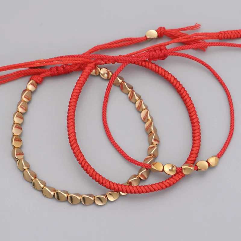 Beaded Tibetan Buddhist Braided Handmade Copper Beads Bracelet Lucky Rope Bracelet Bangles Women Thread Set Bracelets Wholesale QX-06 240423