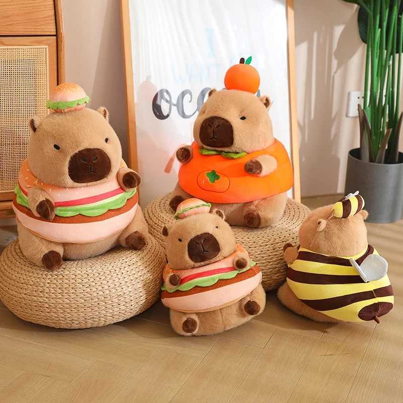 Pluszowe lalki cosplay pszczoły Capybara Hamburger tkanina kapibara pluszowa wypchana warzywna dynia papryka Pappers Bakplant Hat Hat Toys for Kidl2404