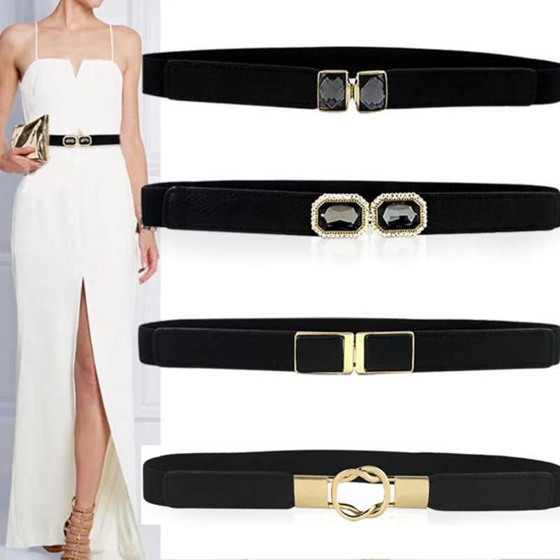 Belts 63cm Female Fashion Thin Elastic Stretch Waistband Crystal Bow Belt for Women Cinch Waist Seal Cummerband Clothing Accessories 240423