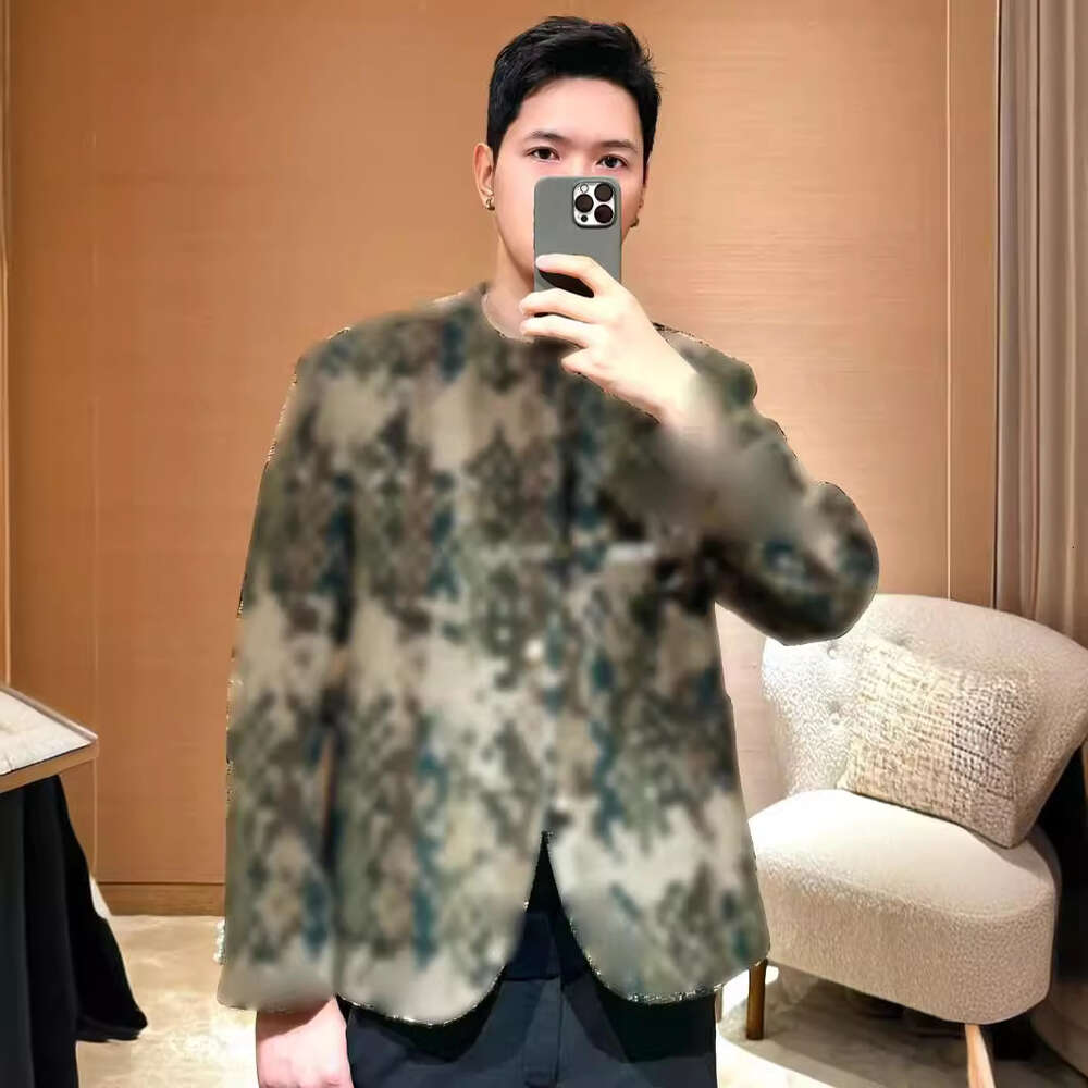 2024 Spring Autumn New Mosaic Army Green Camo Jacket Casual Loose Fashion Men's and Women's Coat Trend