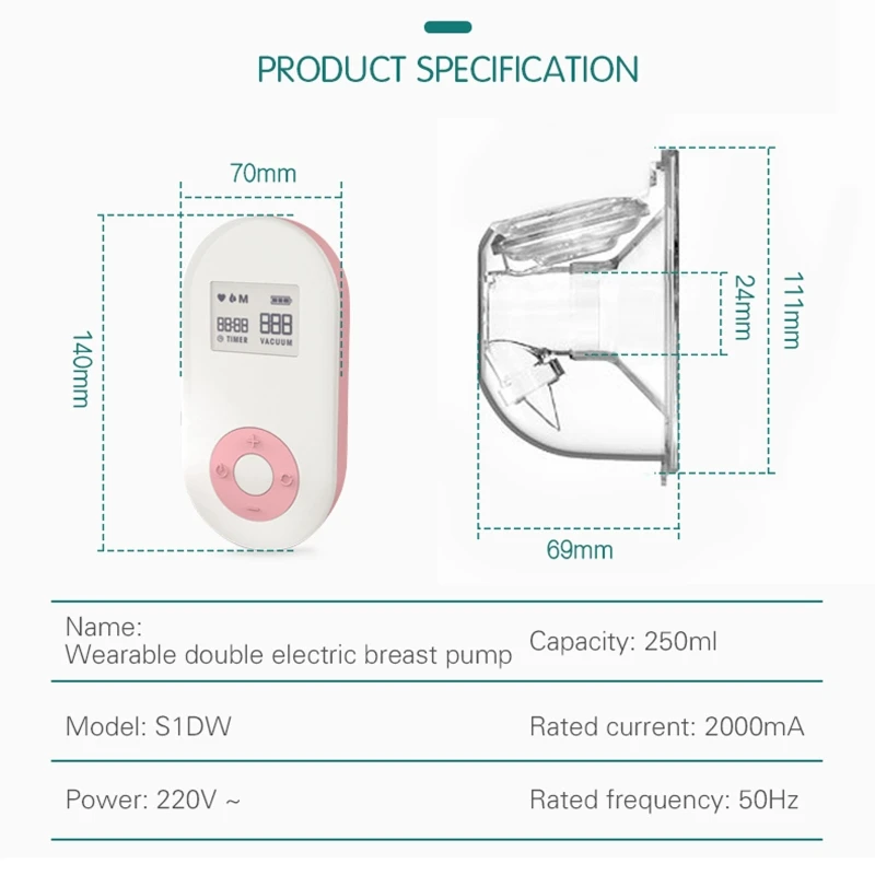 Enhancer Electric Breast Pump Double Silent Wearable Automatic Milker USB Rechargable HandsFree Portable Milk Extractor Baby QX2D