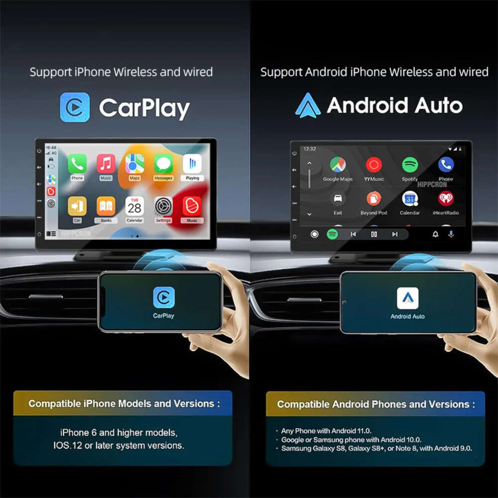 9 Zoll Auto Radio Android Auto CarPlay Multimedia Video Player IPS Touchscreen Aux Eingabe Bluetooth MirrorLink Universal