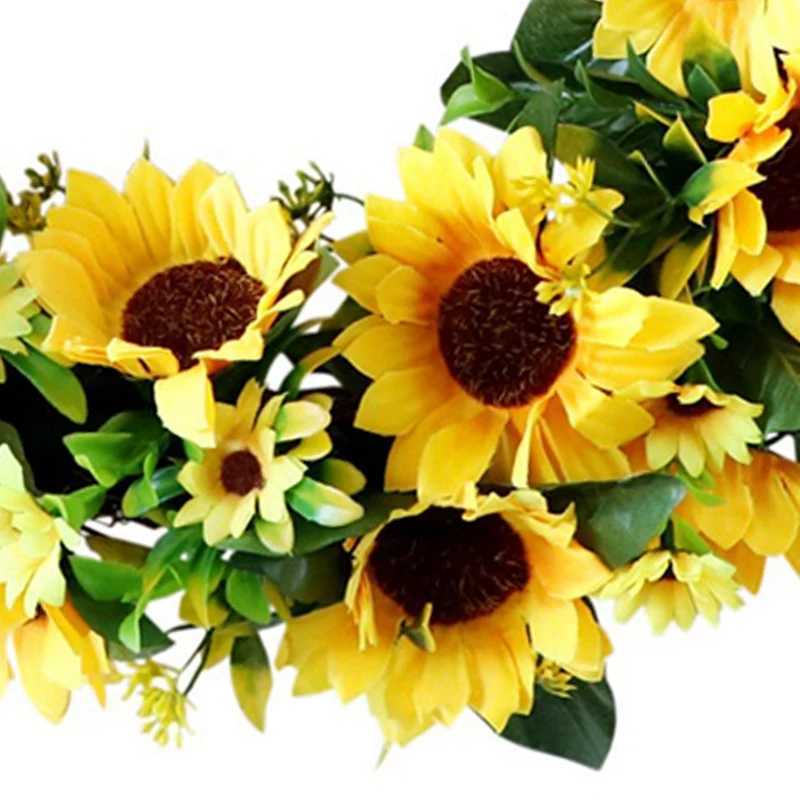 Faux Floral Greenery Artificial sunflower pattern decoration spring decoration yearround flowering green leaf decoration used for outdoor front door indoor and w