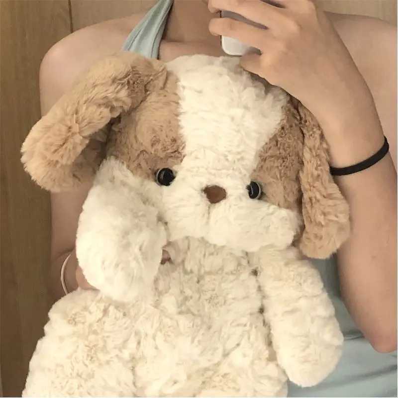 Plush Dolls Kawaii Soft Dog Plush Flush Flush Animal with BIB Knit Dog Wygodne wysokiej jakości miękkie nadziewane zwierzę towarzyszące chłopcu i dziewczynie Sleepl2404