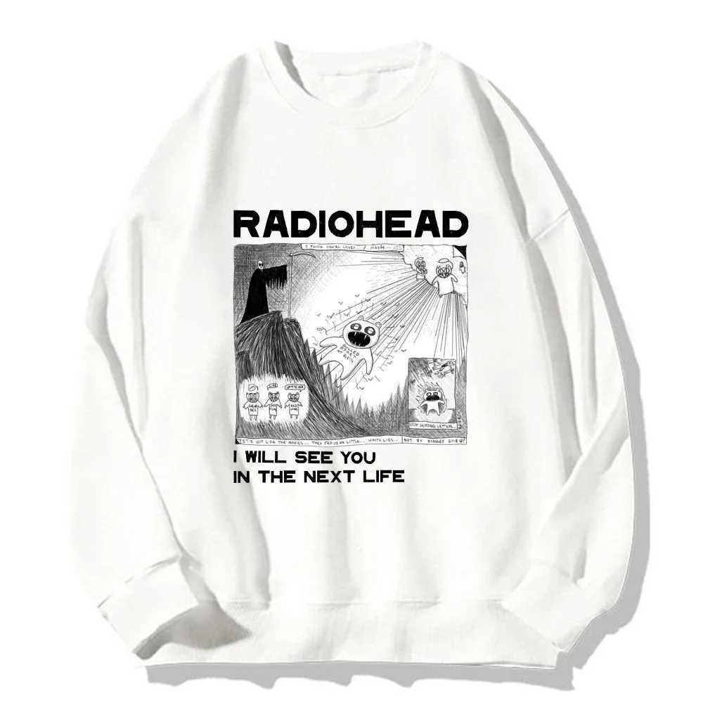 Herrtröjor tröjor radiohead Jag kommer att se dig i nästa liv hoodie män/kvinnor rock pojke retro tryckt tröjor hip hop streetwear sudaderas man 240424