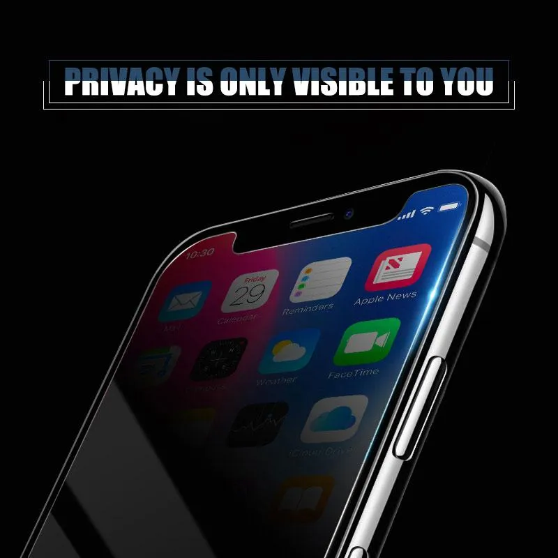 Anti-spion Privacy Tempered Glass Screen Protector för Huawei Samsung iPhone 11 12 Plus 13 14 15 Pro Max X XR 7 8 Plus med paket