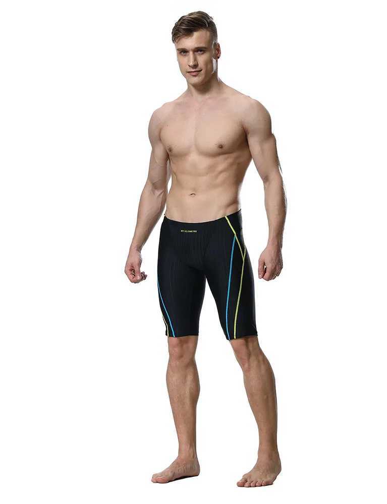 ملابس السباحة للرجال بلدي كيلومتر متشهور للرجال بحجم S إلى 4XL Swim Jammer Swimsuit لممارسة ملابس السباحة.