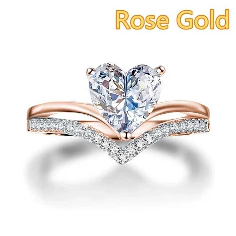 Wedding Rings Delicate Silver Color White Zircon Stones Heart Rings for Women Fashion Bridal Engagement Wedding Ring Set Jewelry Gift