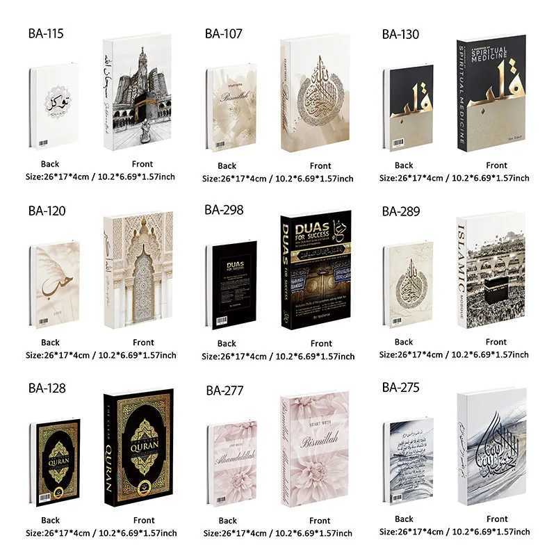 Dekorativa föremål Figurer Islamiska Kaaba -moskéer Fake Books For Decoration Black White Decorative Book Storage Box soffbord sovrum vardagsrumsdekor D240424