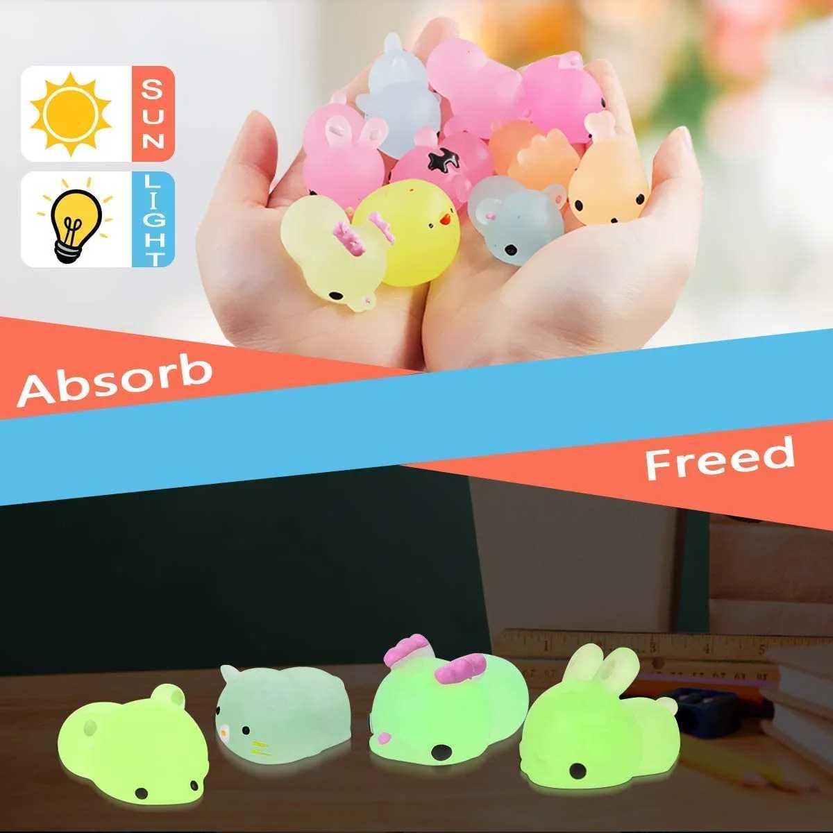 Jouet de décompression squishies mochi lumineuses mochi animaux squishy stress toys mini relief stress toys mochi animaux toys kawaii d240424