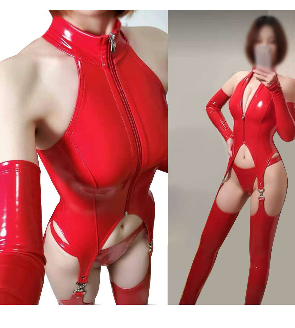 Косплей -горничная женская боди боди наборы Sexy Wetlook PVC экзотические колготки ролевые клубные наряды с завязкой с запятой в форме Goe