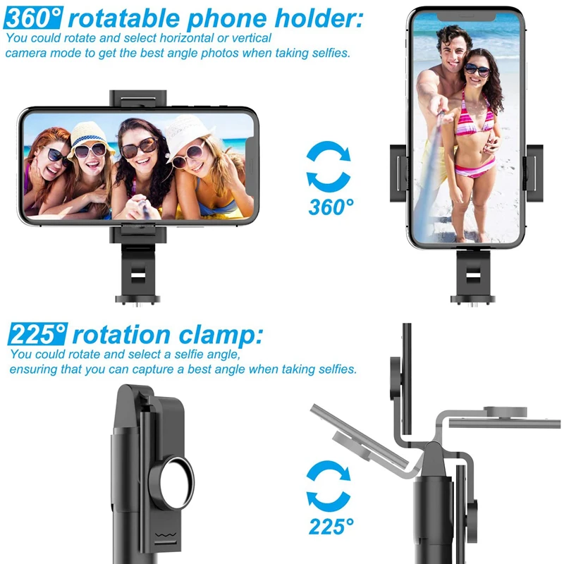 Gimbal Selfie Stick telefon statyw 3w1 wysuwany Selfie Stick z bezprzewodowym pilotem kompatybilny z iOS/Android dla IPhone Xiaomi OPPO