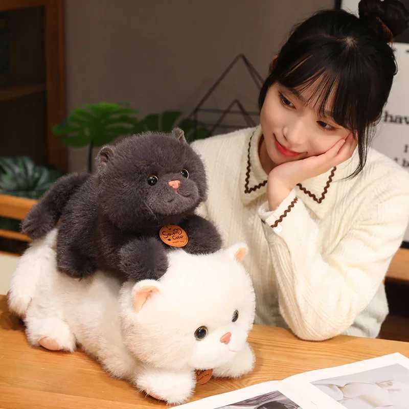 Plush Dolls Stuffed Lifelike Cats Plush Toy Simulation American Shorthair Cute Cat Doll Pet Toys Home Decor Gift For Girls BirthdayL2404