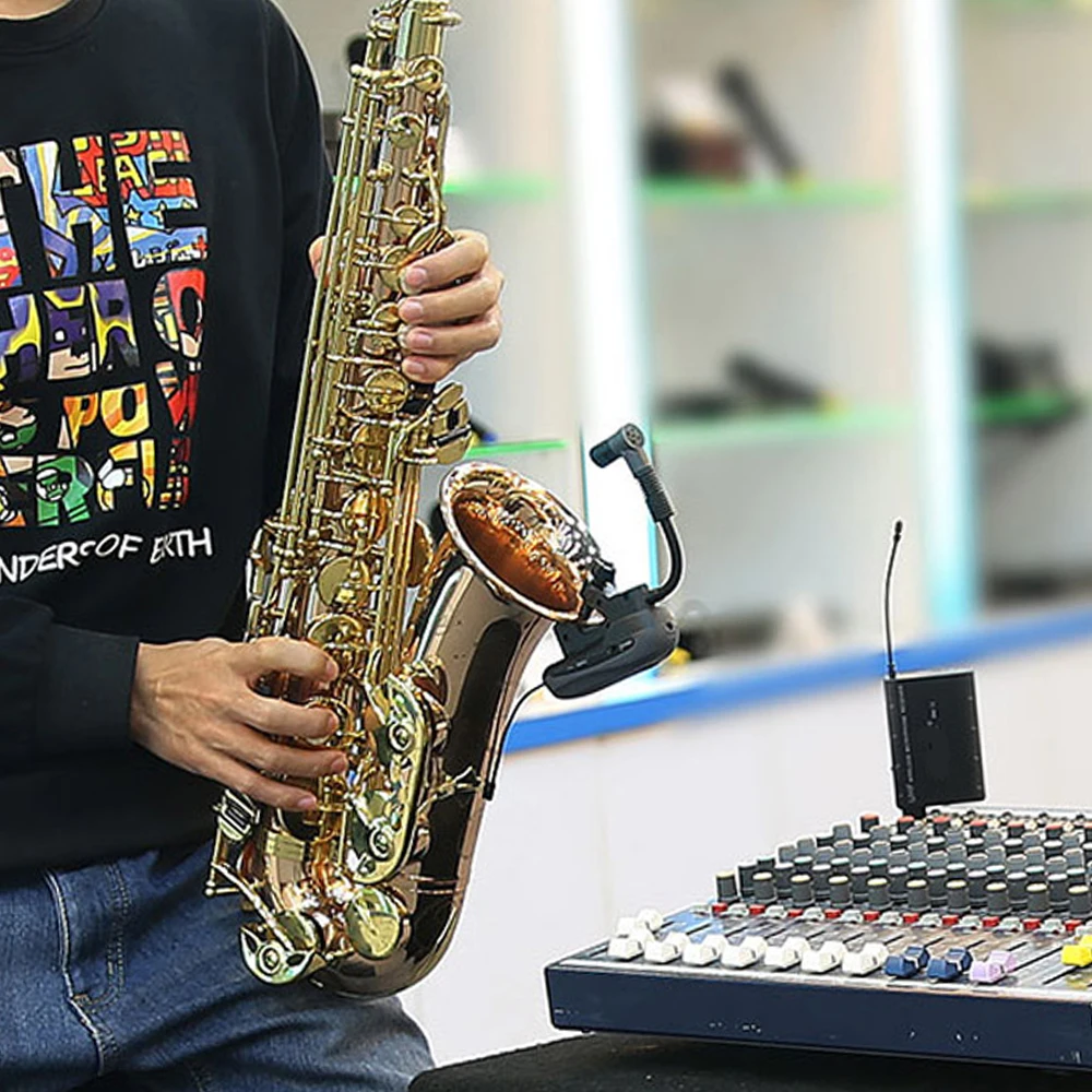 Saxophone Baomic BM12/V2 Professional UHFワイヤレスインストゥルメントマイクシステムレシーバートランスミッターサックスサックスホーン用の16チャネル