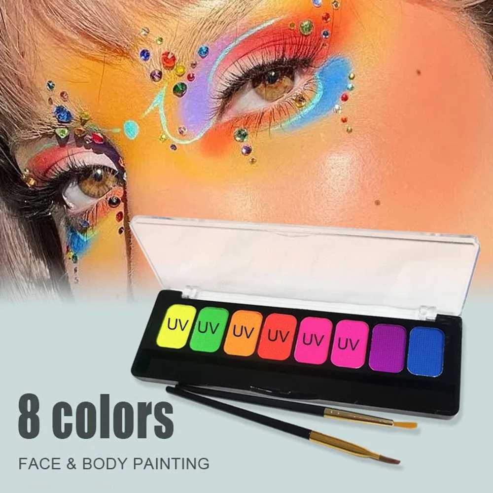 Kroppsfärg ibodybeauty ny ansikts kroppsmålning smink barn ansikte flash tatuering konst halloween party kropp smink upp färgpalett med pensel kit D240424