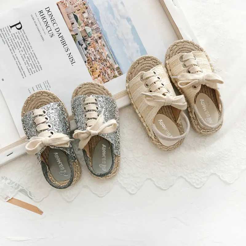 Sandalet çocuk moda çok yönlü Koreli sandalet balıkçı yaz yeni kız payetler sandalet prenses çocuk performans ayakkabıları SO054 240423
