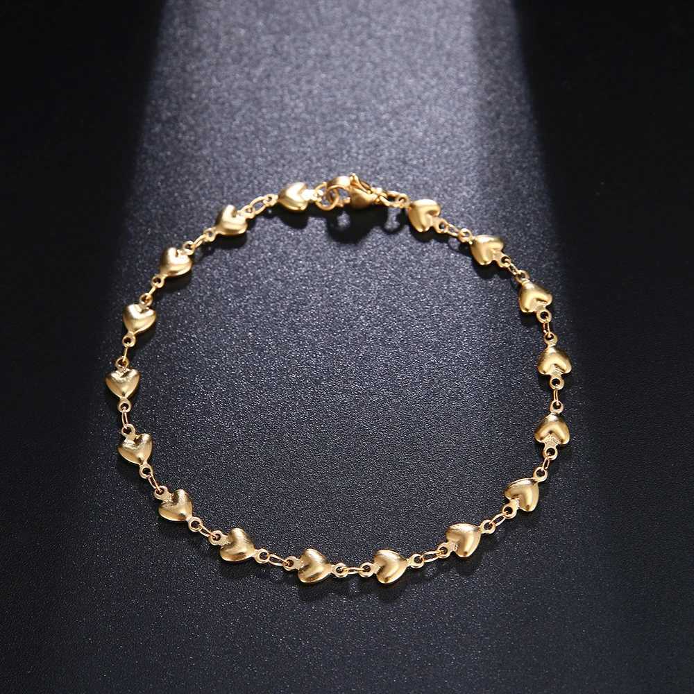 Bärade cacana rostfritt stålkedja armband för man kvinnor guld silver färg för hänge hjärtformad kärlek donot fade smycken n1852 240423