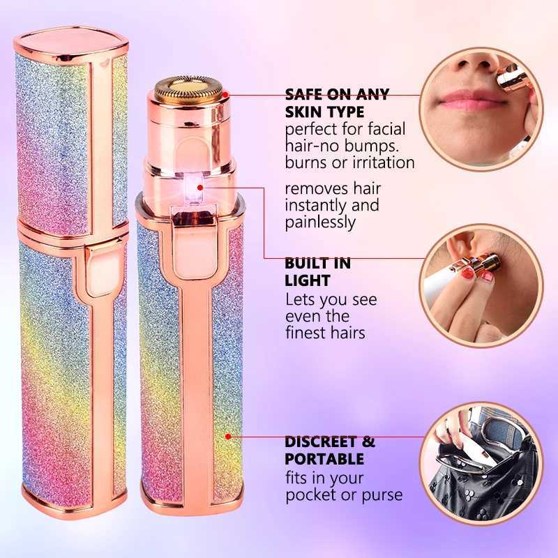 Epilator 2 i 1 Electric Eyebrow Trimmer Makeup smärtfri ögonbryn Epilator Mini Shaver Razors Portable Facial Hårborttagare Kvinnor Depilato D240424