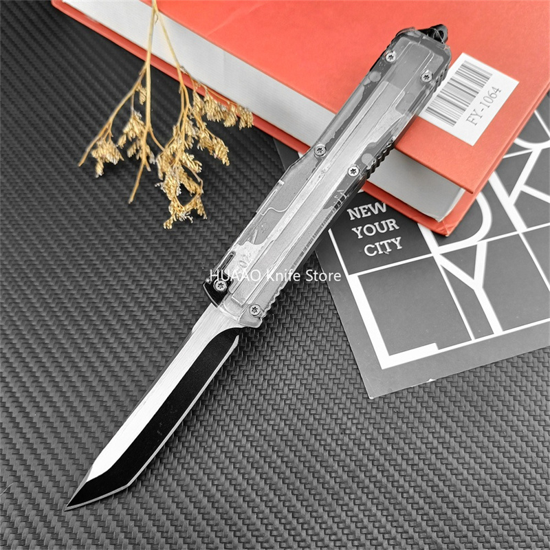 UT88 Clear Top Scale Au / To Pocket Knife M390 Blade Aluminium Handle Outdoor Military Combat Hunting Fishing Couteaux pour hommes 3300. 3200. UT85