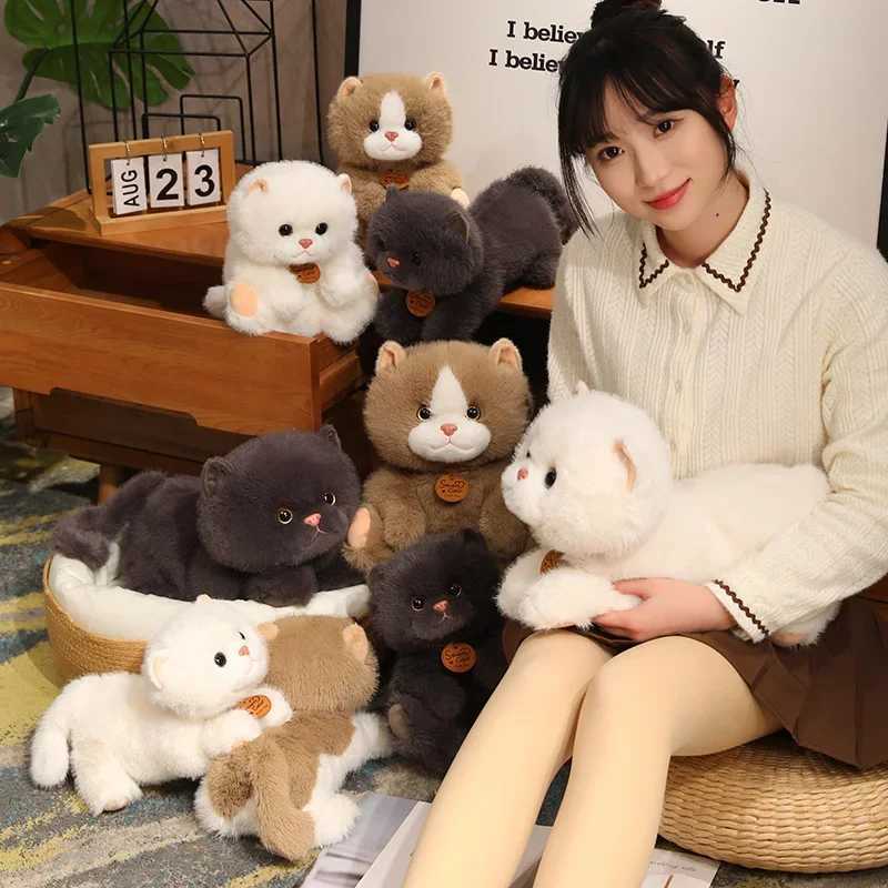 Plush Dolls Stuffed Lifelike Cats Plush Toy Simulation American Shorthair Cute Cat Doll Pet Toys Home Decor Gift For Girls BirthdayL2404