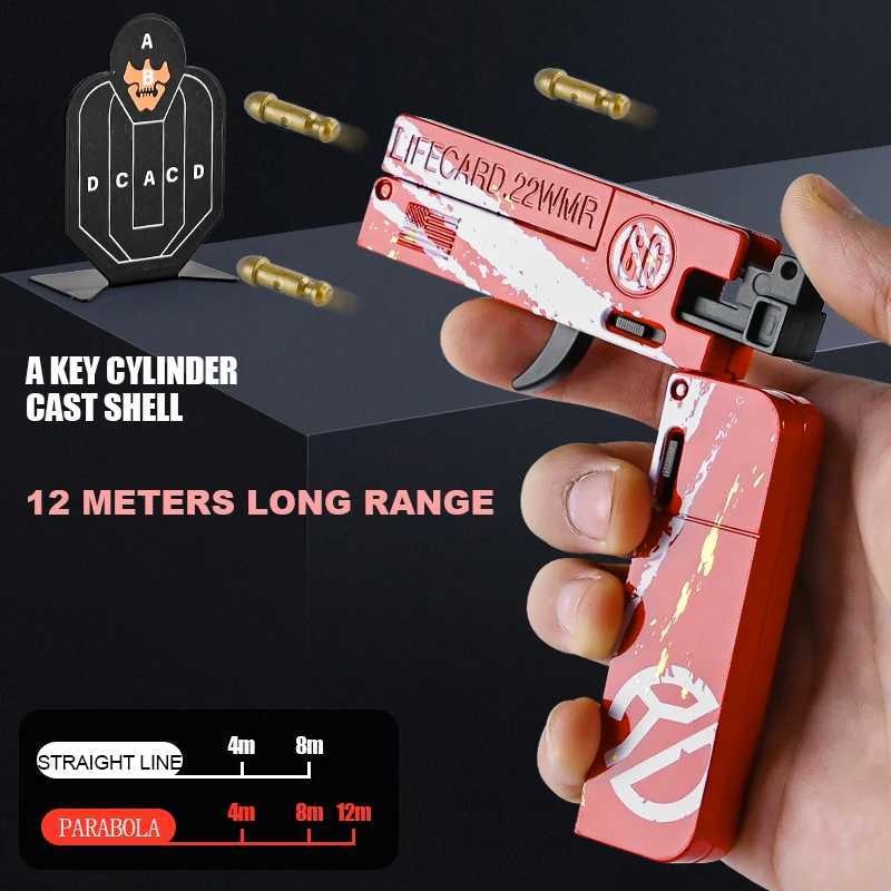 Gun Toys 2024 Uppgraderat livskötsel Alloy Folding Gun Toy Soft Bullet Blaster Shooting Model Pistol for Adults Kids Boys Birthday Presentl2404