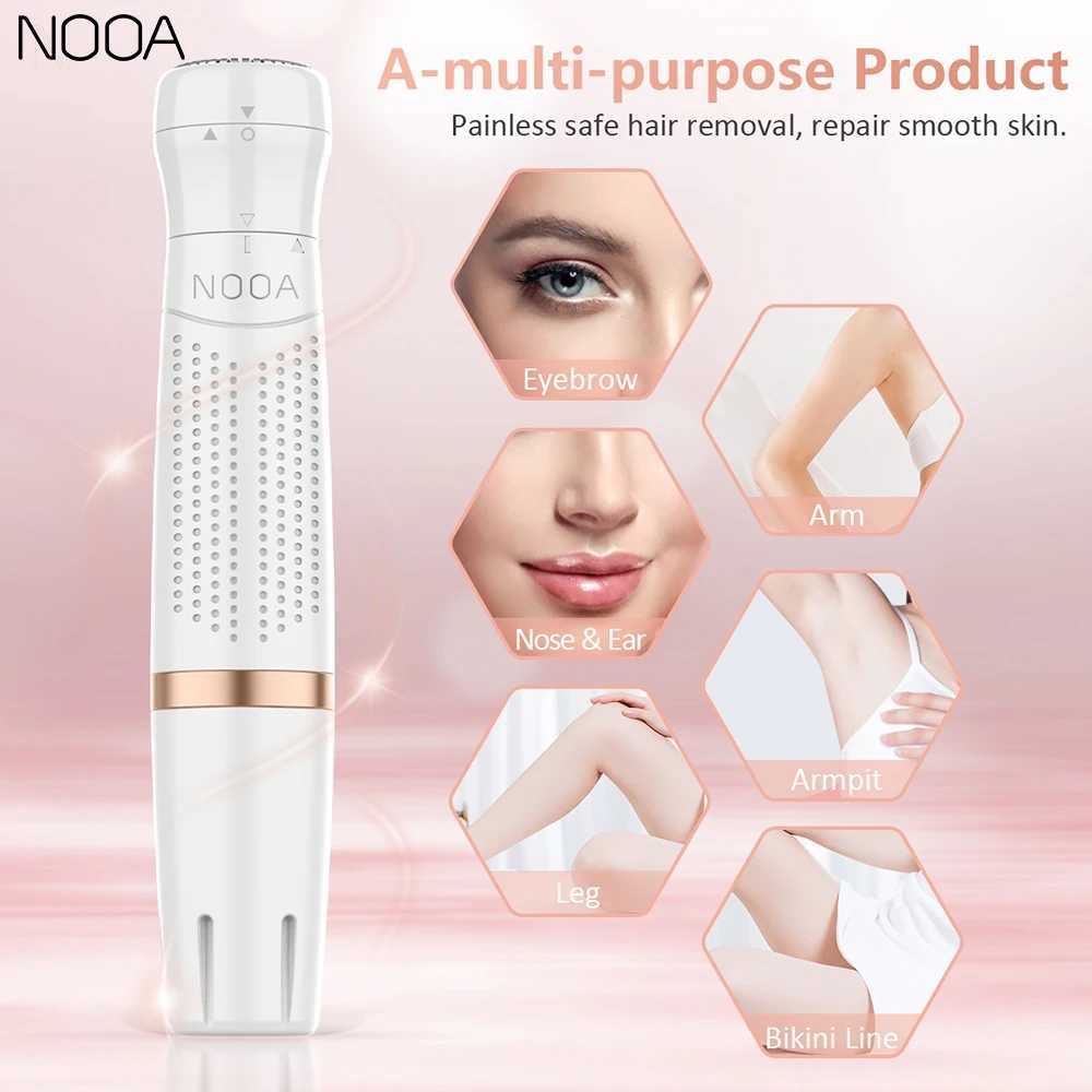 Epilator Nooa 4 em 1 Mulheres barbeador elétrico para mulheres Remoção de cabelo indolor biquíni Epilador facial elétrico Epilador sobrancelha aparador de cabelo D240424