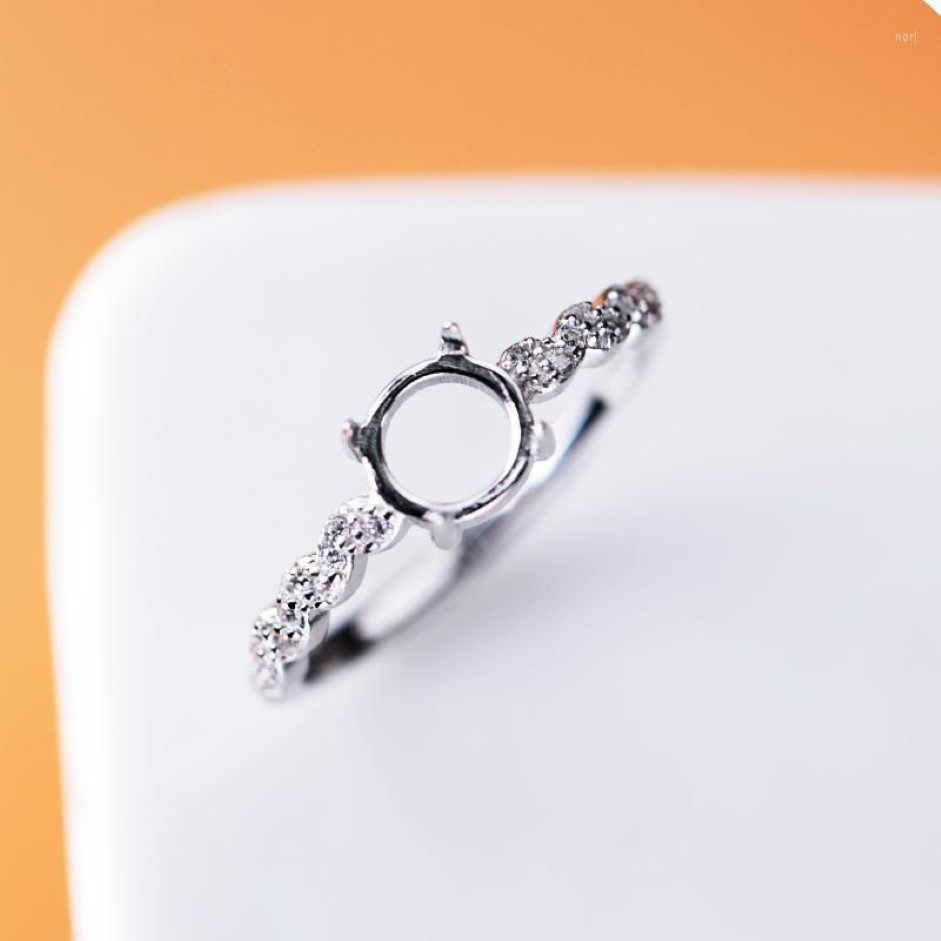 Кластерные кольца 6x6 мм 8x8 мм 10x10 мм Круглый Кабочон Полу крепления кольцо 925 Стерлинговые серебряные женщины.
