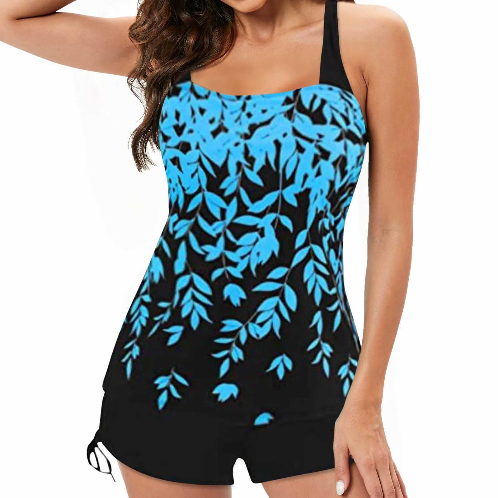 Swimwear Women Tankini Bikini Set Femme Digital Print Swimsuit Split Beach Large Bikini Sous-Moids de maillots de bain Tankinis Set Traje de Bao Mujer D240424