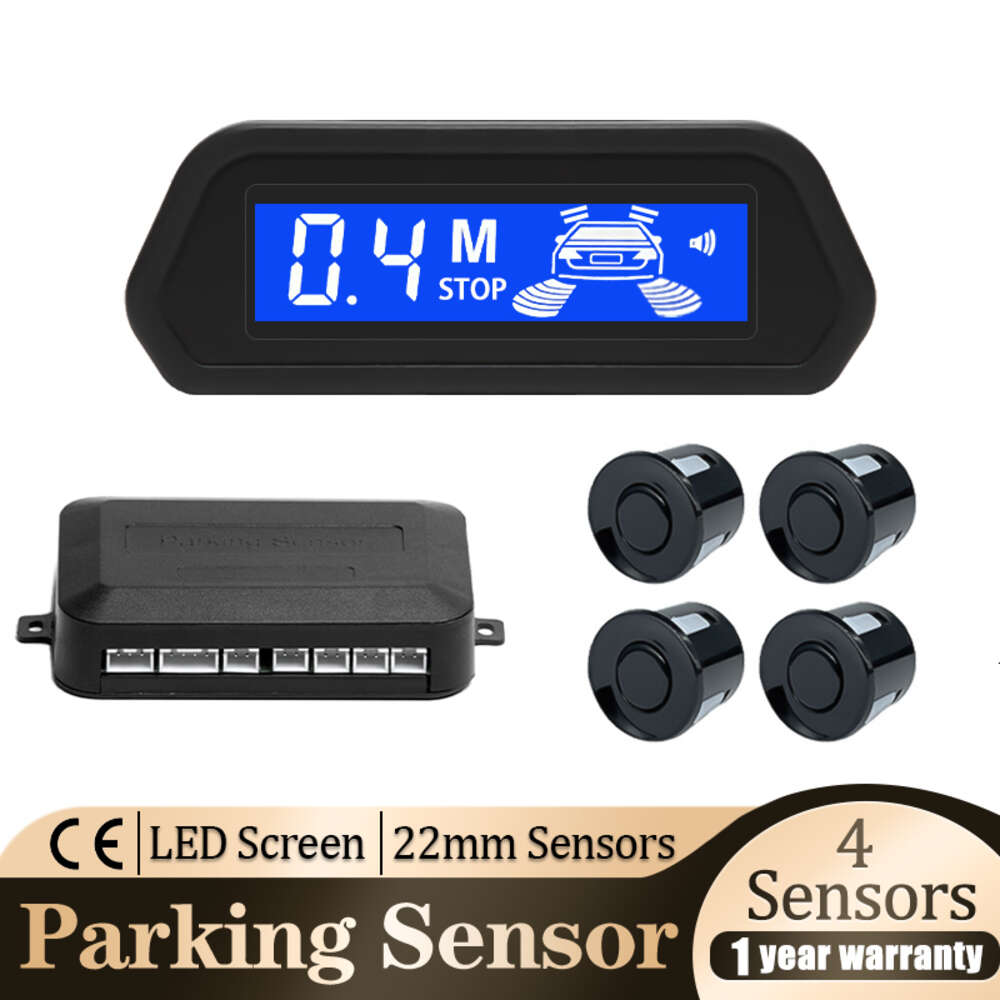 Parkeringssensorkit met Auto Parktronic Reverse LED -monitor 4 Sensoren Radar Detector System Achtergrondverlichting Display