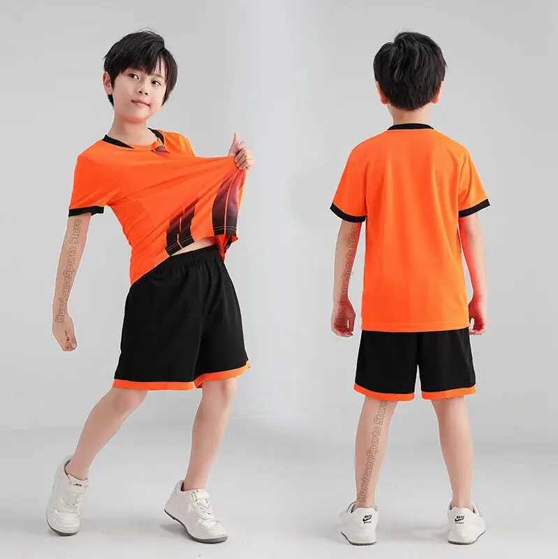 Jerseys Childrens Uniformes de ftbol garçons Jersey Football Tracksuit Child Soccer Sports Uniforms Kids jouent à des kits de vêtements de sport Ball Soccer