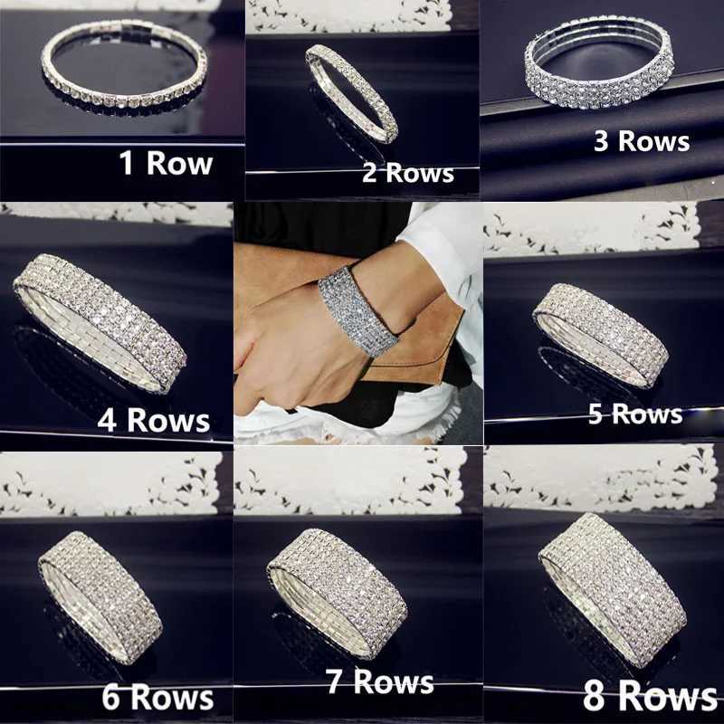 Perlen Luxus Voll weiß AAA CZ Zirkon Kristall elastisches Armband Bling Eced Strass aus Damenarmband für Frauen Hochzeit Schmuck 240423