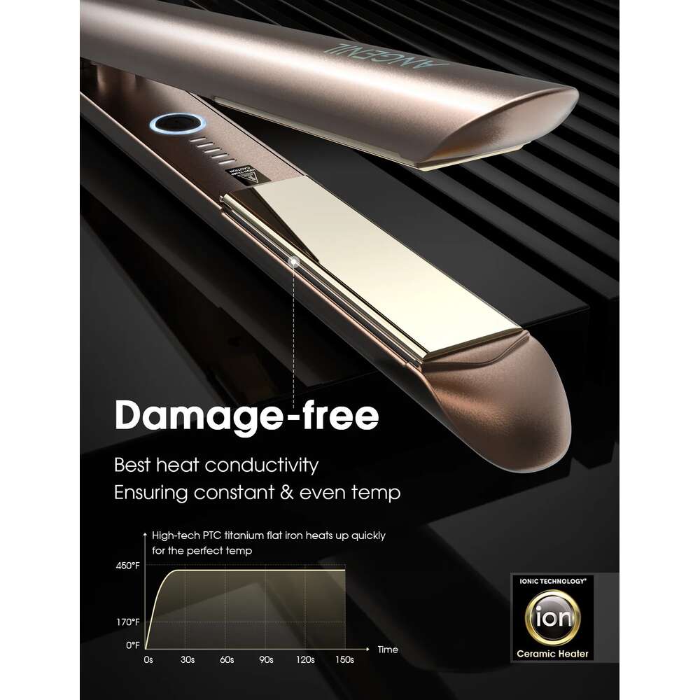 ANGENIL Nano Titanium Flat Iron Straightener and Curler 2 in 1, Straightening Curling Hair Styling Irons for Women