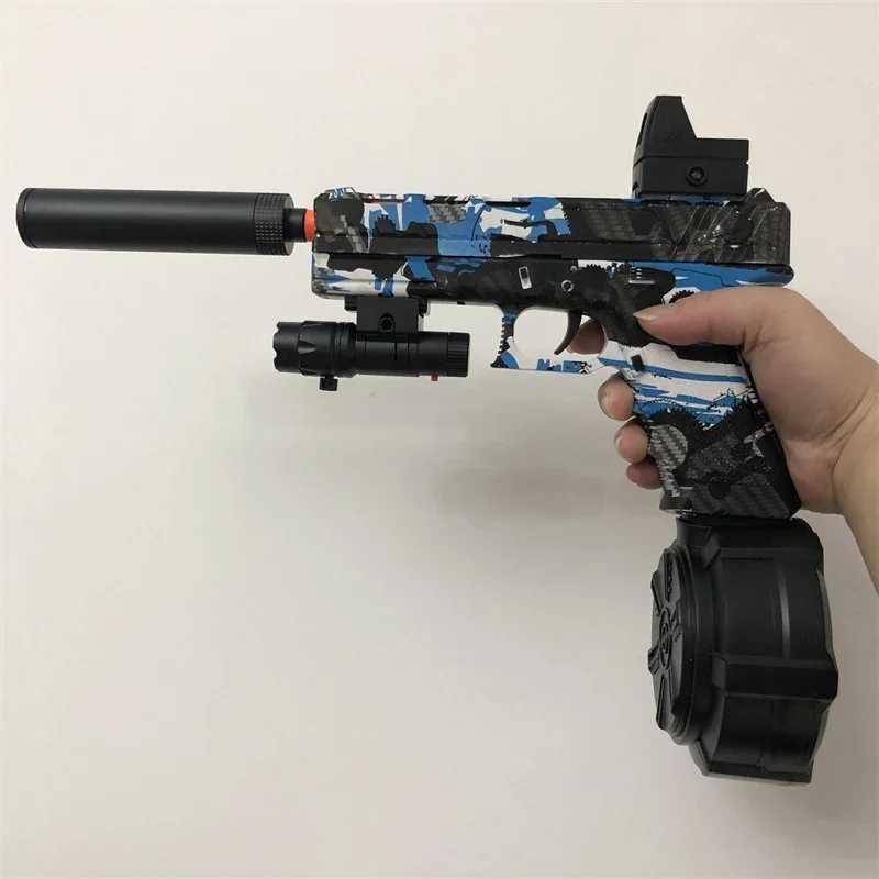 Gun Toys Electric Szybki żelowy żelowa burszcz z pomarańczową wtyczką i trzy magazyn na interaktywne rodzica-dziecko Gamesl2404
