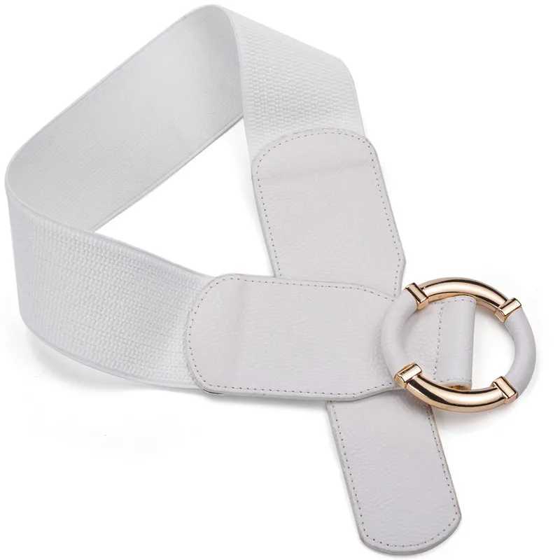 Cinture Beltox Womens Elastic Elastic Attreghi cinture cinture White Wapd Gold Circle Buckle 240423