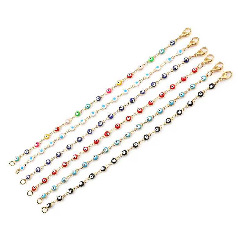 Braccialetti in acciaio inossidabile in rilievo Braccialetti blu rosso malvagio smalto perline perle donne fortunato gioielli gli occhi turchi 240423