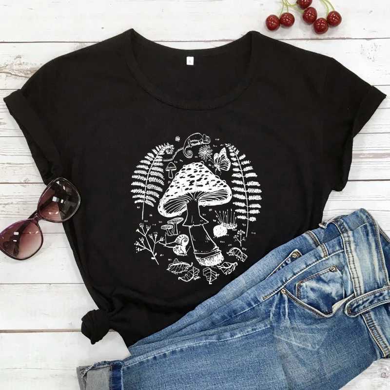 Koszulka damska estetyczne grzyby leśne T-shirt vintage botaniczny natura spacer koszulki