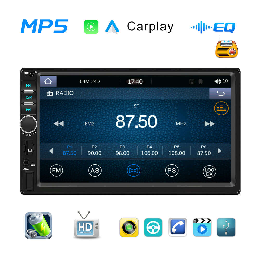 New 2din Car Radio Autoradio 7" Carplay Auto Universal Bluetooth FM Multimedia Player Support TF/USB Rear View