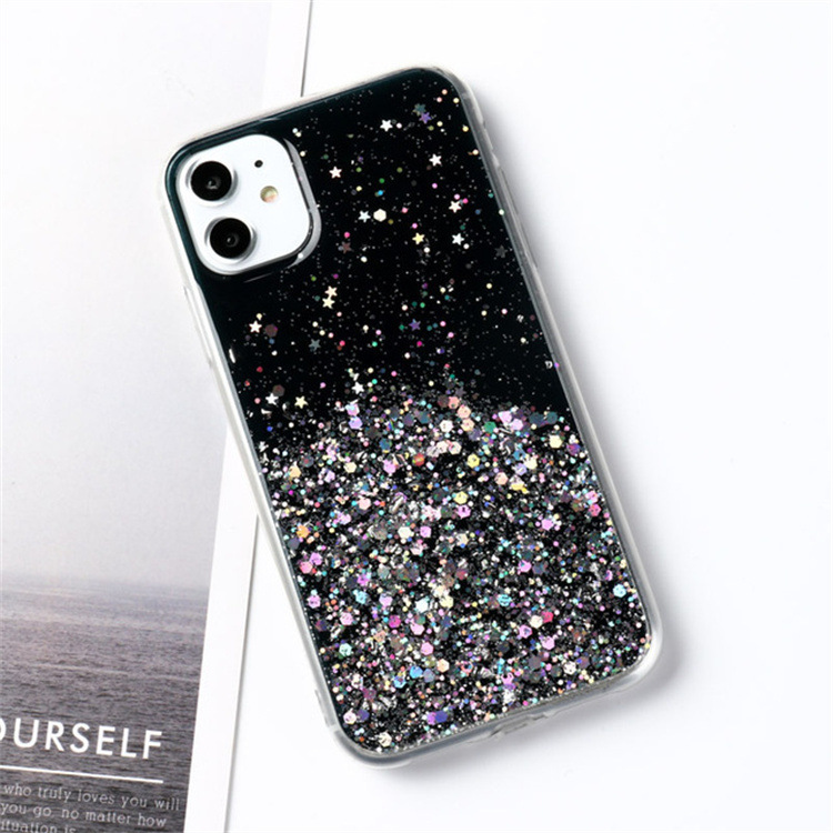 Casos de telefone de estilo de designer iPhone Clear Glitter Silicone para iPhone 14 15 13 12 Pro 11 Pro Max XS Max Xr x 7 8 Plus Mini SE CARREFICA