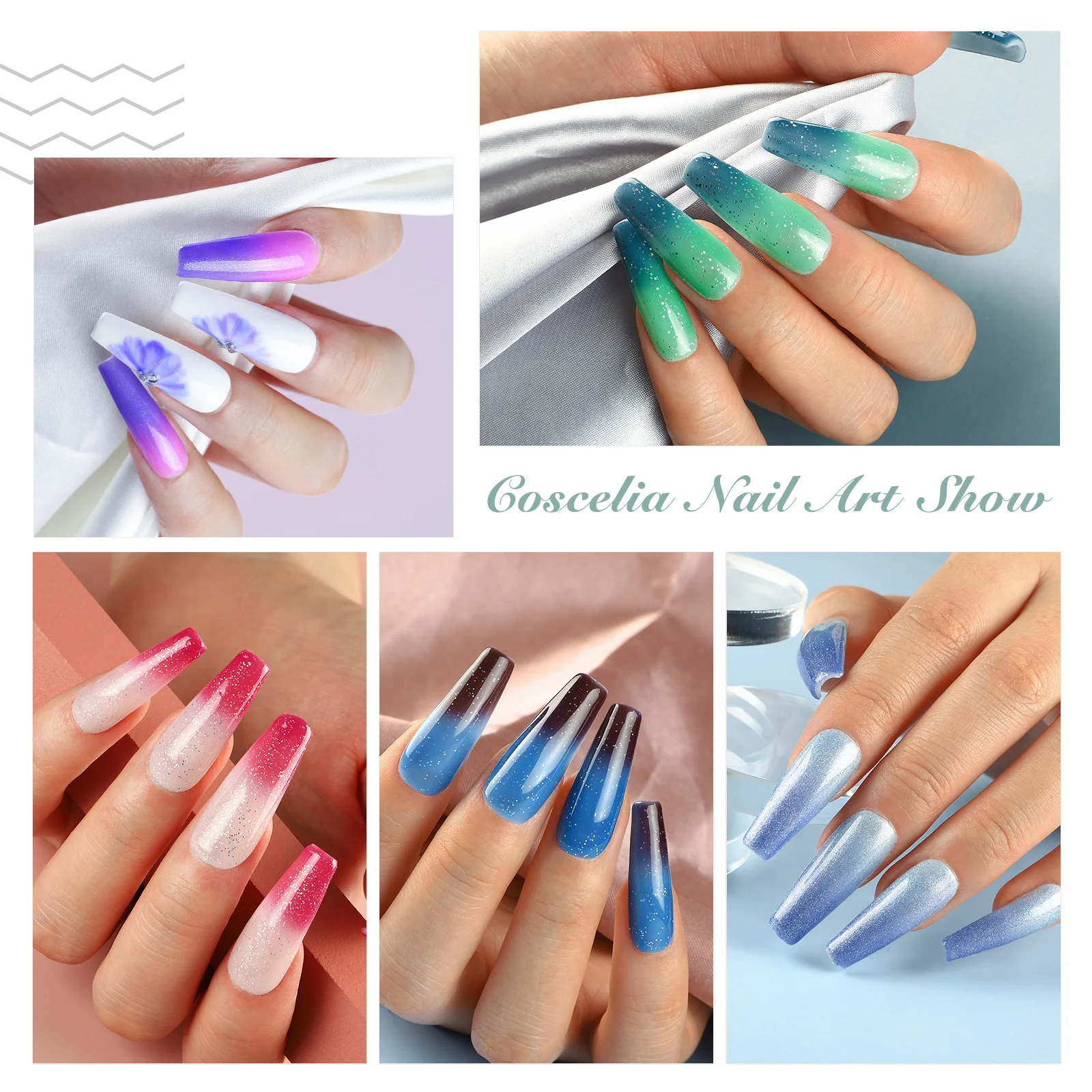 Kits Coscelia Gel Ruin à ongles Set Thermal Temperature Color Changement avec UV LED Lampe Manucure Kit Nail Kit Tools