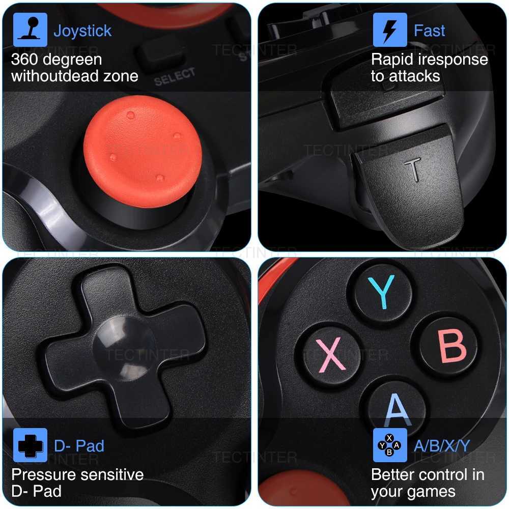 Controladores de jogo Joysticks Terios T3 Suporte Bluetooth Controller gamepad para Android Phone PC Joystick Controle sem fio Joypad para Acessorie D240424