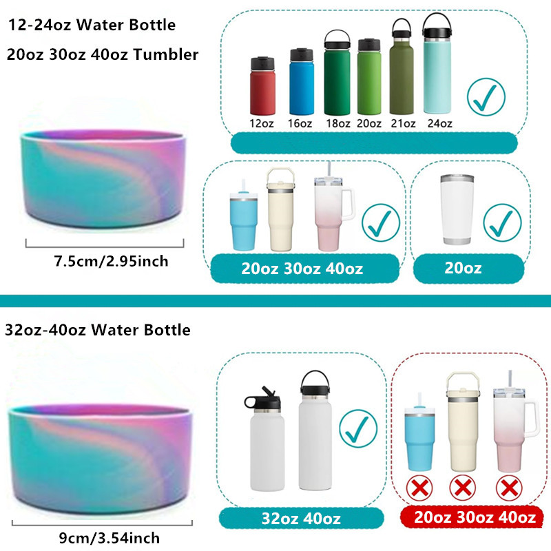 Kamuflaż 7,5 cm 9cm silikonowe kubki z rękawem buta górska dopasowanie 20 uncji 30 uncji 4OZ Tubbler z uchwytem 32 uncji 40 unz szerokie usta butelka do butelek o masie ochronne przeciwpoślizgowe zderzaki dolne