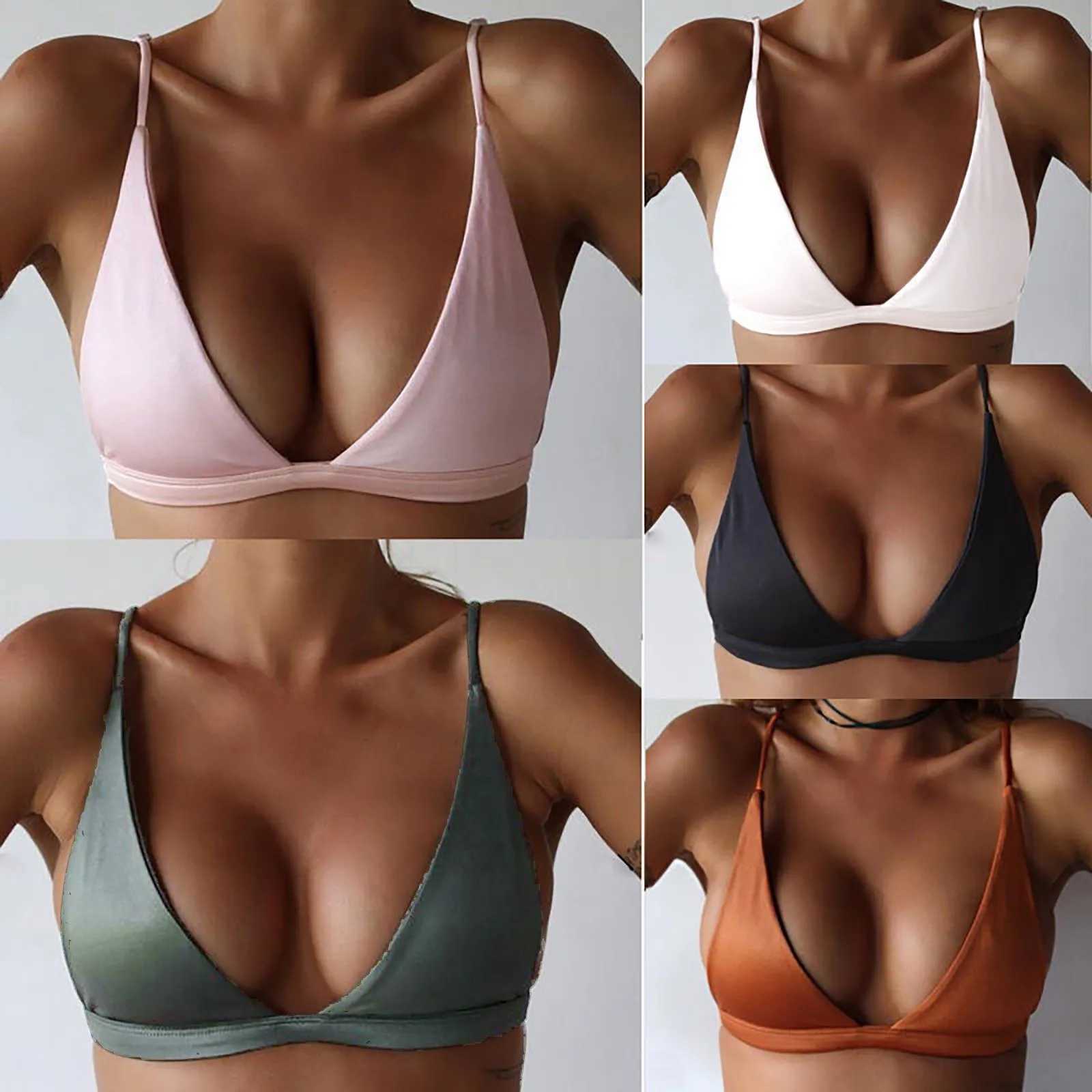 Women's Swimwear Sexy Bikini Bra Bralettw Top For Women Solid Color Bandage Swimwear Backless Sleeveless Swimming Crop Top Summer Beach Suit d240424