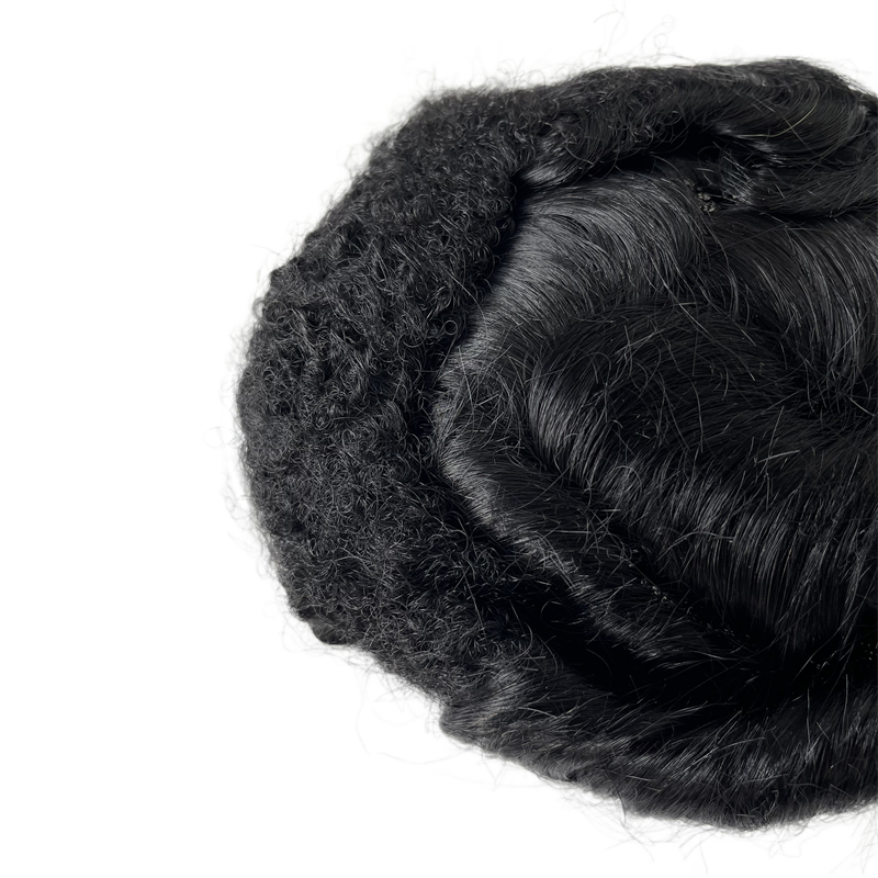 6 pouces Indian Vierge Human Hair Remplacement 8x10 TUPOUE MONO 32 mm Wave Afro Baby Hair Mono Lace Unité des Noirs
