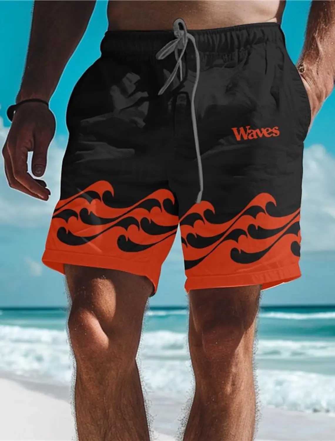 Мужские купальники волны мужские шорты с 3D -печать